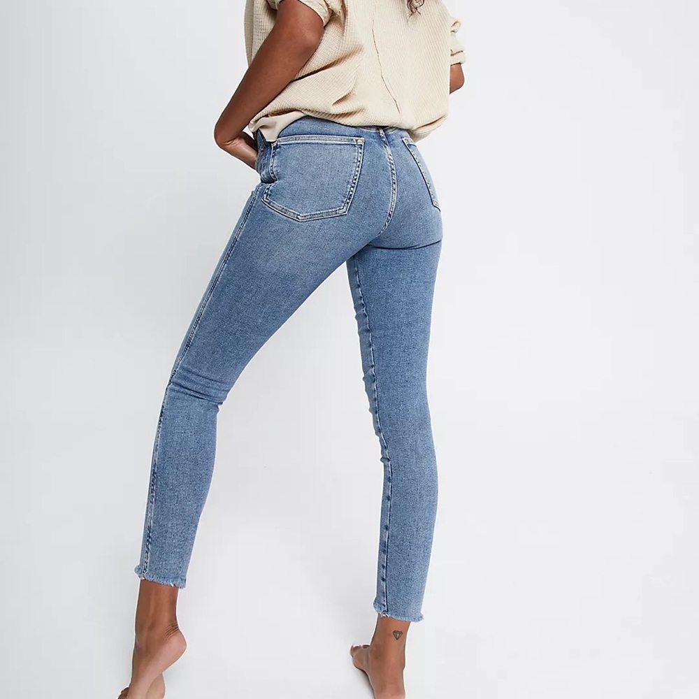 Free People high rise, raw hem jeans